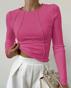 Lily Women's Ribbed Fitted Long Sleeve Top
