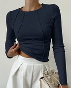 Lily Women's Ribbed Fitted Long Sleeve Top