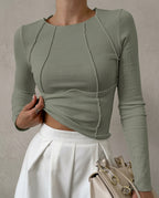 Lily Women's Ribbed Fitted Long Sleeve Top