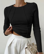 Lily Women's Ribbed Fitted Long Sleeve Top
