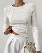 Lily Women's Ribbed Fitted Long Sleeve Top