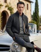 Bradford Men's Sherpa Lined Ribbed Cardigan