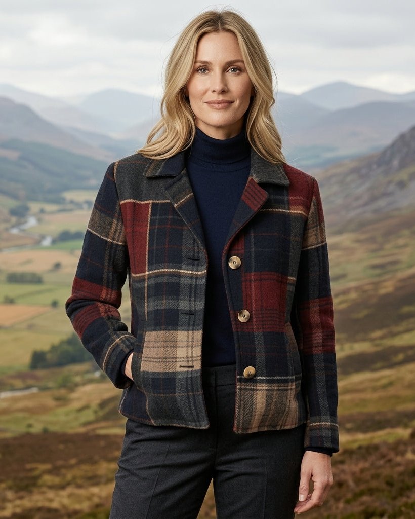 Adeline Women's Plaid Wool Tailored Jacket