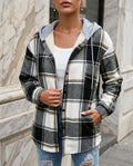 Everly Women's Plaid Flannel Hooded Shacket