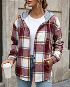 Everly Women's Plaid Flannel Hooded Shacket