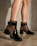 Sutton Women's Patent Leather Buckle Ankle Boots