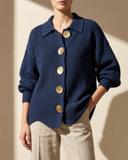 Charlotte Women's Knit Scalloped Hem Cardigan Sweater