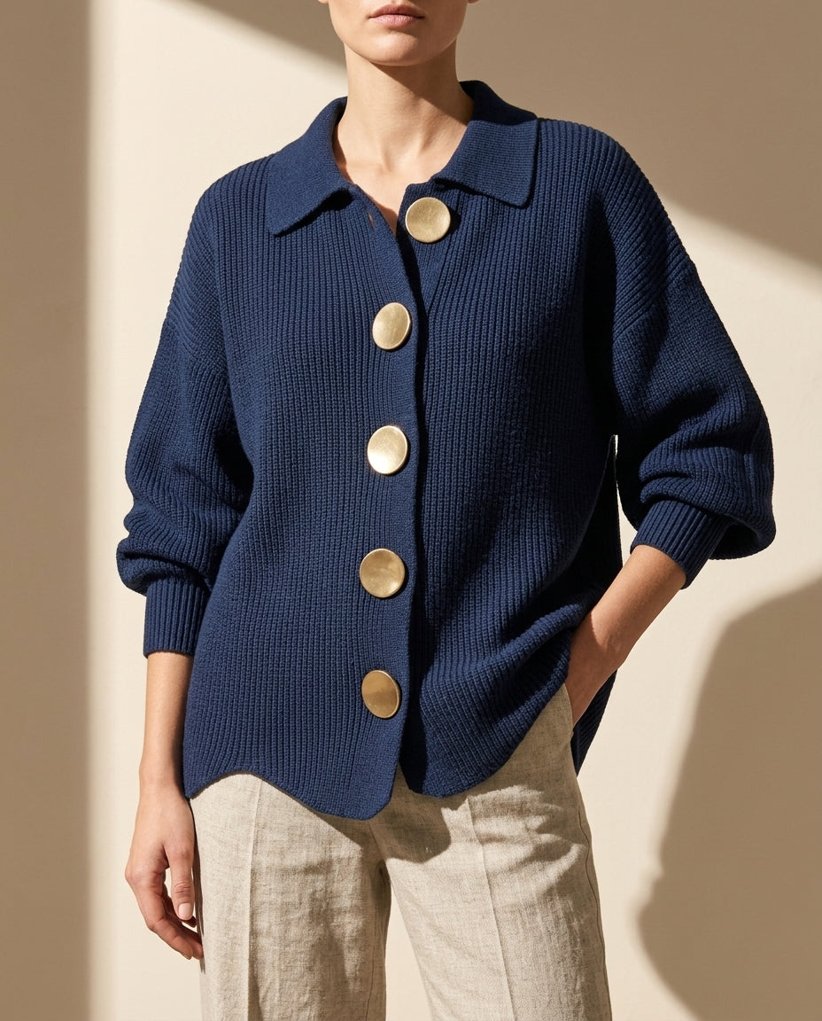 Charlotte Women's Knit Scalloped Hem Cardigan Sweater