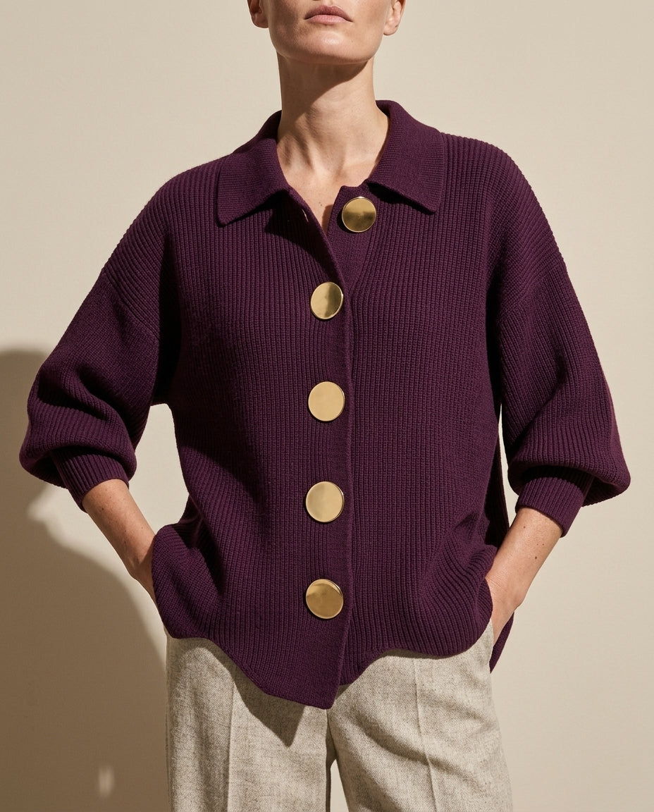 Charlotte Women's Knit Scalloped Hem Cardigan Sweater