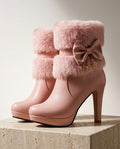 Sloane Women's Plush Cuff Bow Stiletto Ankle Boots