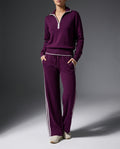 Marlowe Women's Knit Half Zip Wide Leg Pant Set