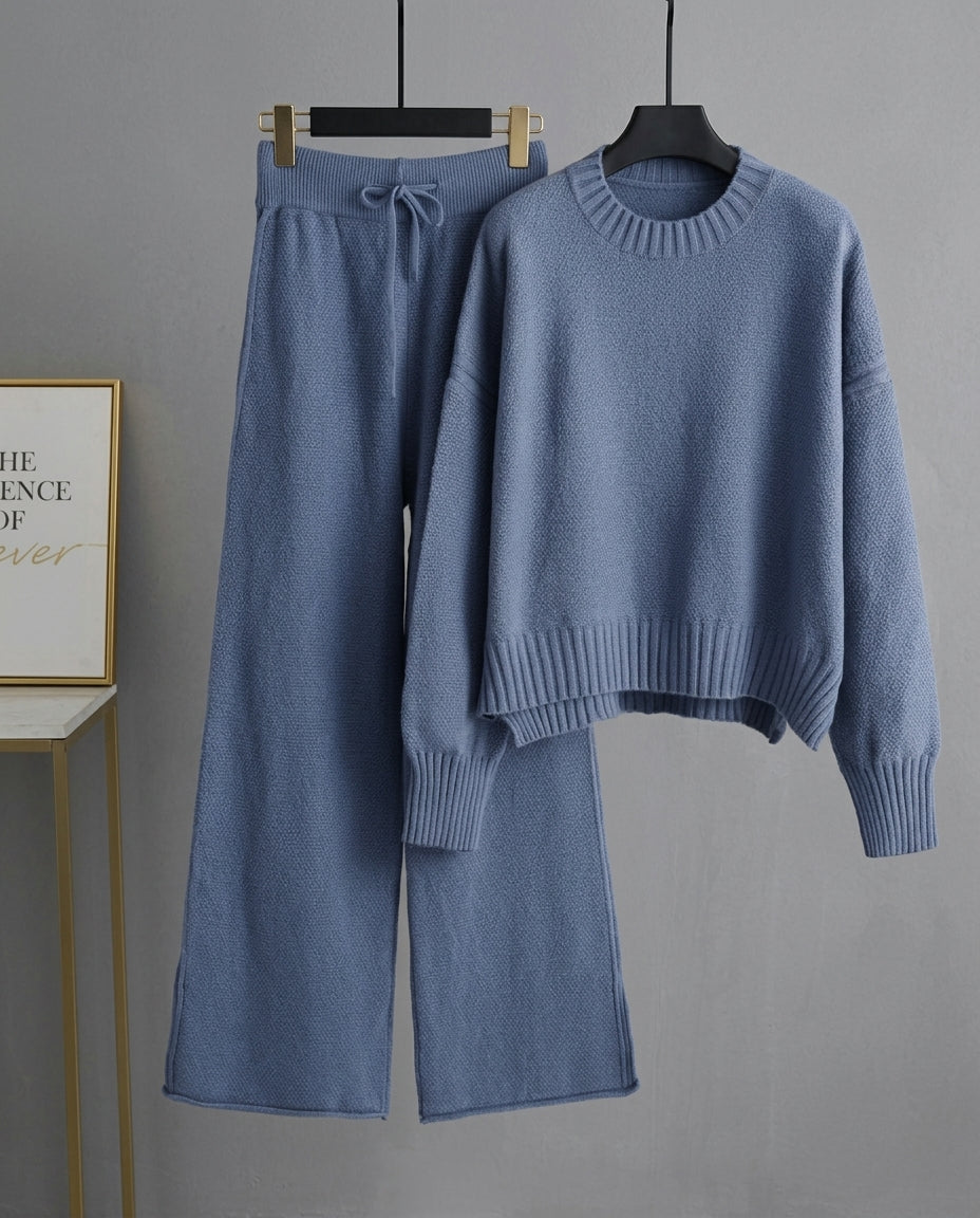 Eleanor Women's Textured Knit Wide Leg Sweater Set