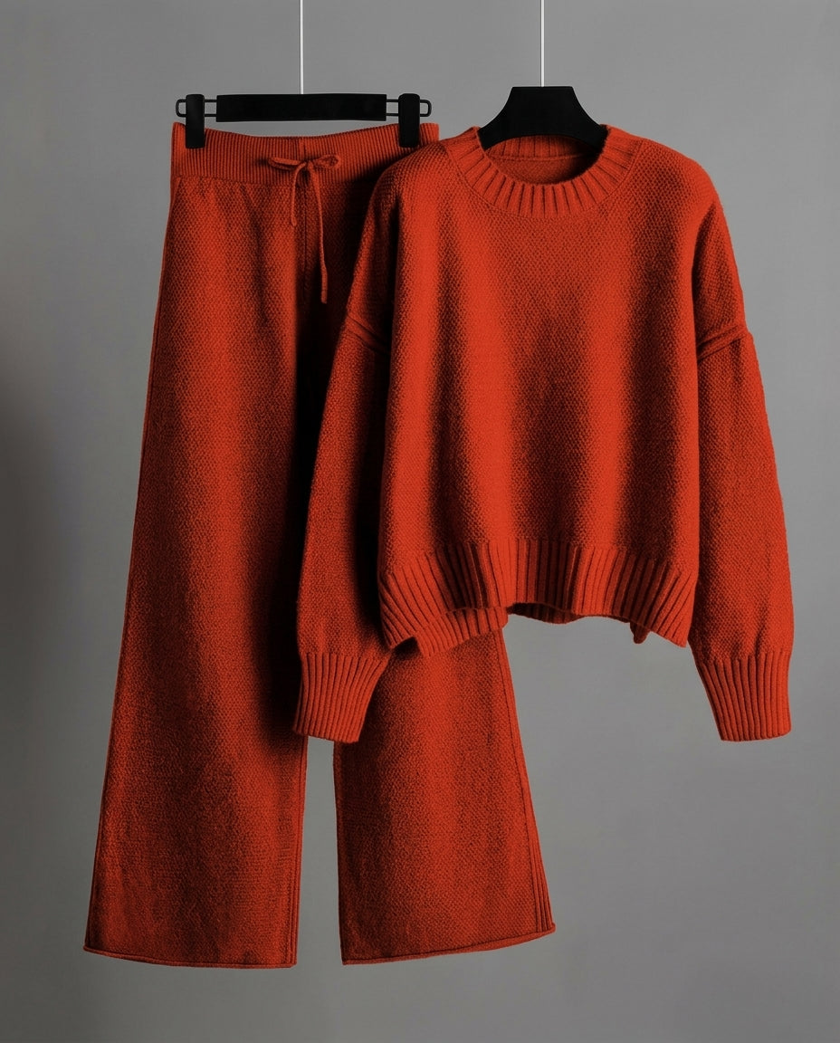 Eleanor Women's Textured Knit Wide Leg Sweater Set