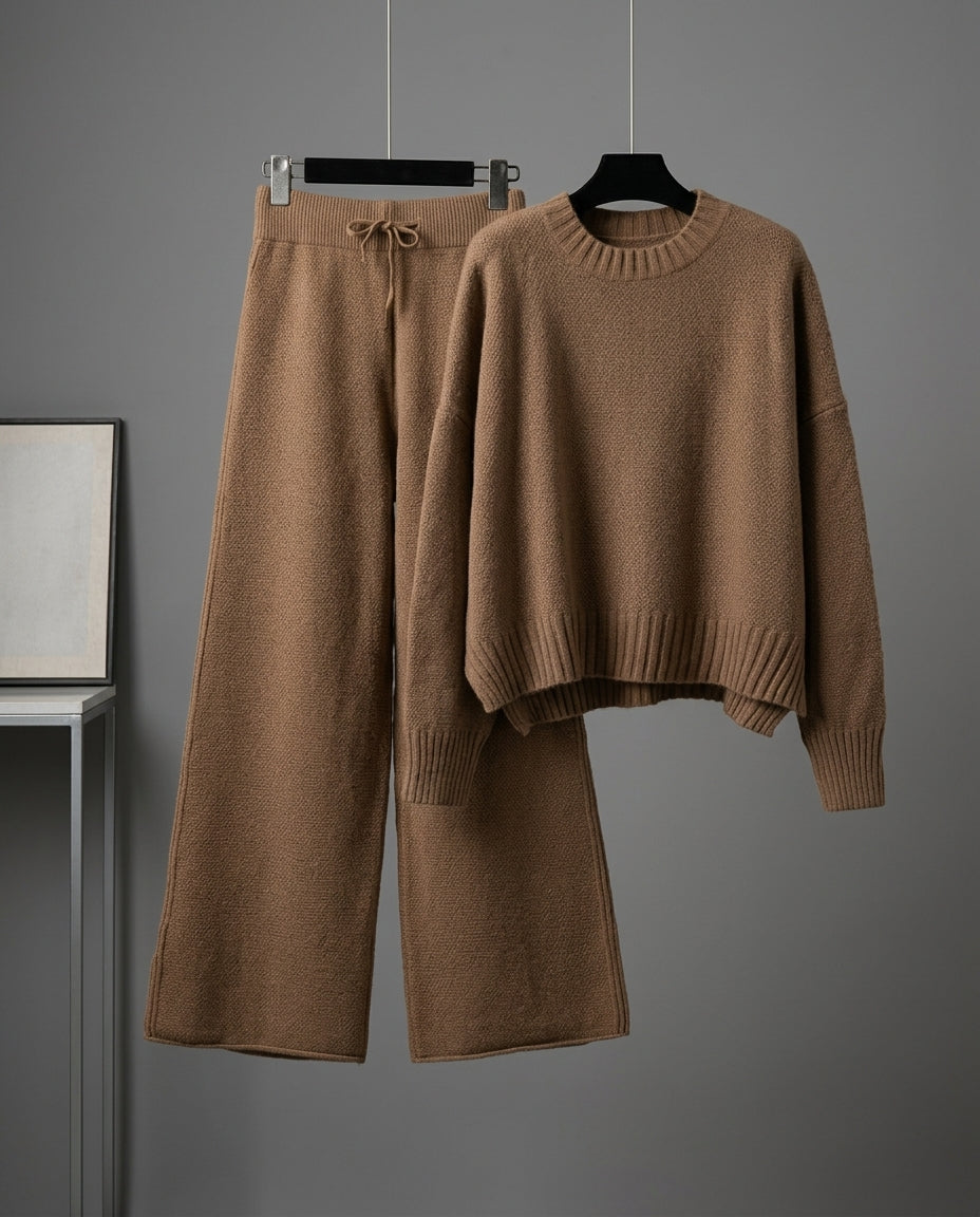 Eleanor Women's Textured Knit Wide Leg Sweater Set