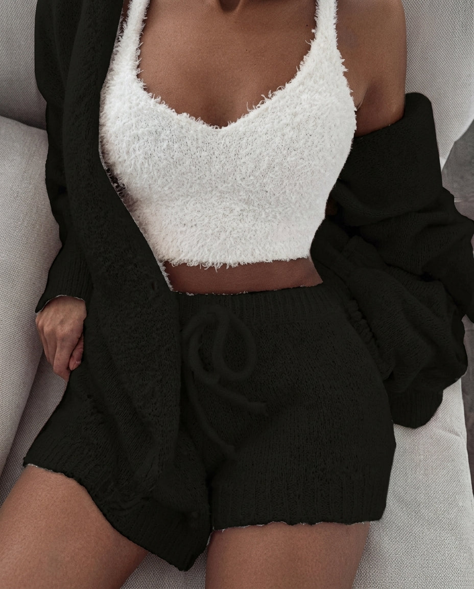 Josephine Women's Fuzzy Three Piece Pajama Set