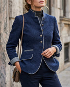 Kensington Women's Wool Tailored Stand Collar Jacket