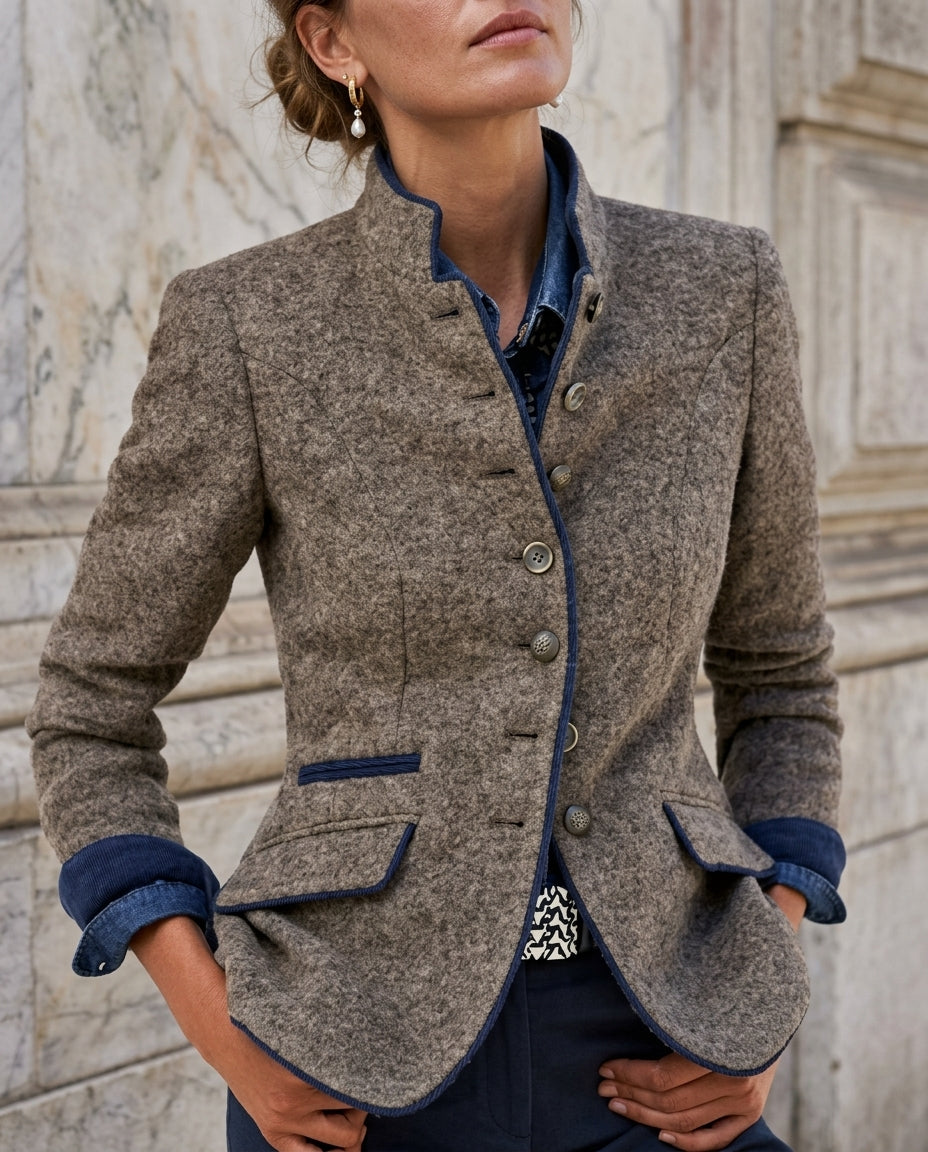 Kensington Women's Wool Tailored Stand Collar Jacket