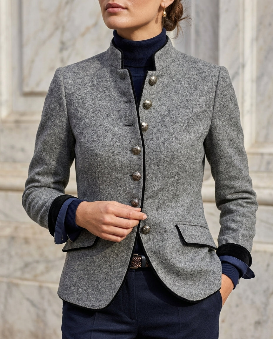 Kensington Women's Wool Tailored Stand Collar Jacket