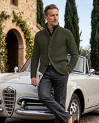 Calloway Men's Ribbed Knit Stand Collar Cardigan