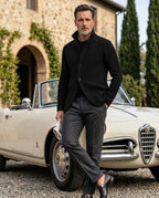 Calloway Men's Ribbed Knit Stand Collar Cardigan