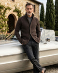 Calloway Men's Ribbed Knit Stand Collar Cardigan