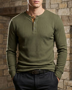 Ellison Men's Ribbed Knit Long Sleeve Henley