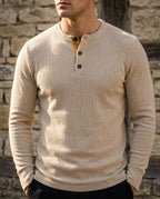 Ellison Men's Ribbed Knit Long Sleeve Henley