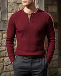 Ellison Men's Ribbed Knit Long Sleeve Henley