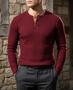 Ellison Men's Ribbed Knit Long Sleeve Henley