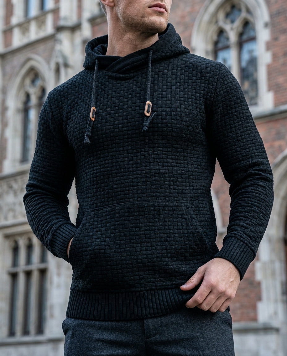 Hollis Men's Basketweave Knit Pullover Hoodie
