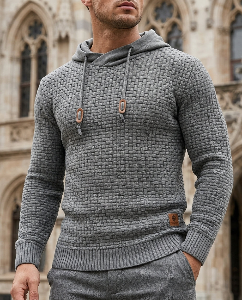Hollis Men's Basketweave Knit Pullover Hoodie