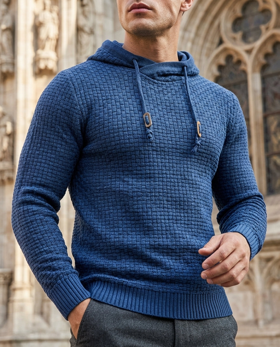Hollis Men's Basketweave Knit Pullover Hoodie