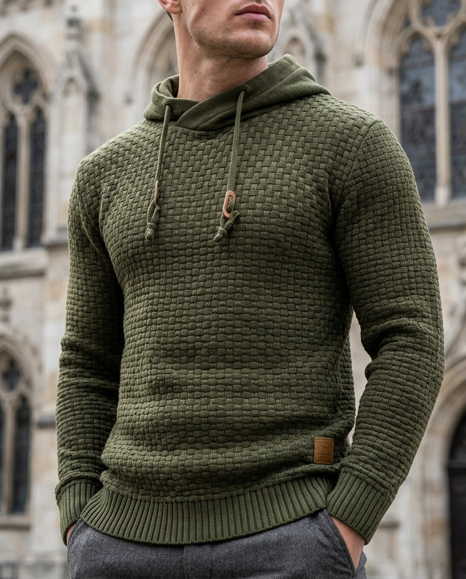 Hollis Men's Basketweave Knit Pullover Hoodie