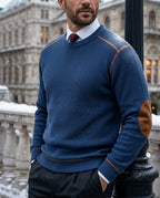 Everett Men's Waffle Knit Elbow Patch Sweater