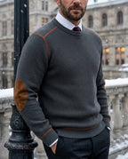 Everett Men's Waffle Knit Elbow Patch Sweater
