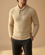 Bradford Men's Chunky Knit Button Shawl Neck Sweater