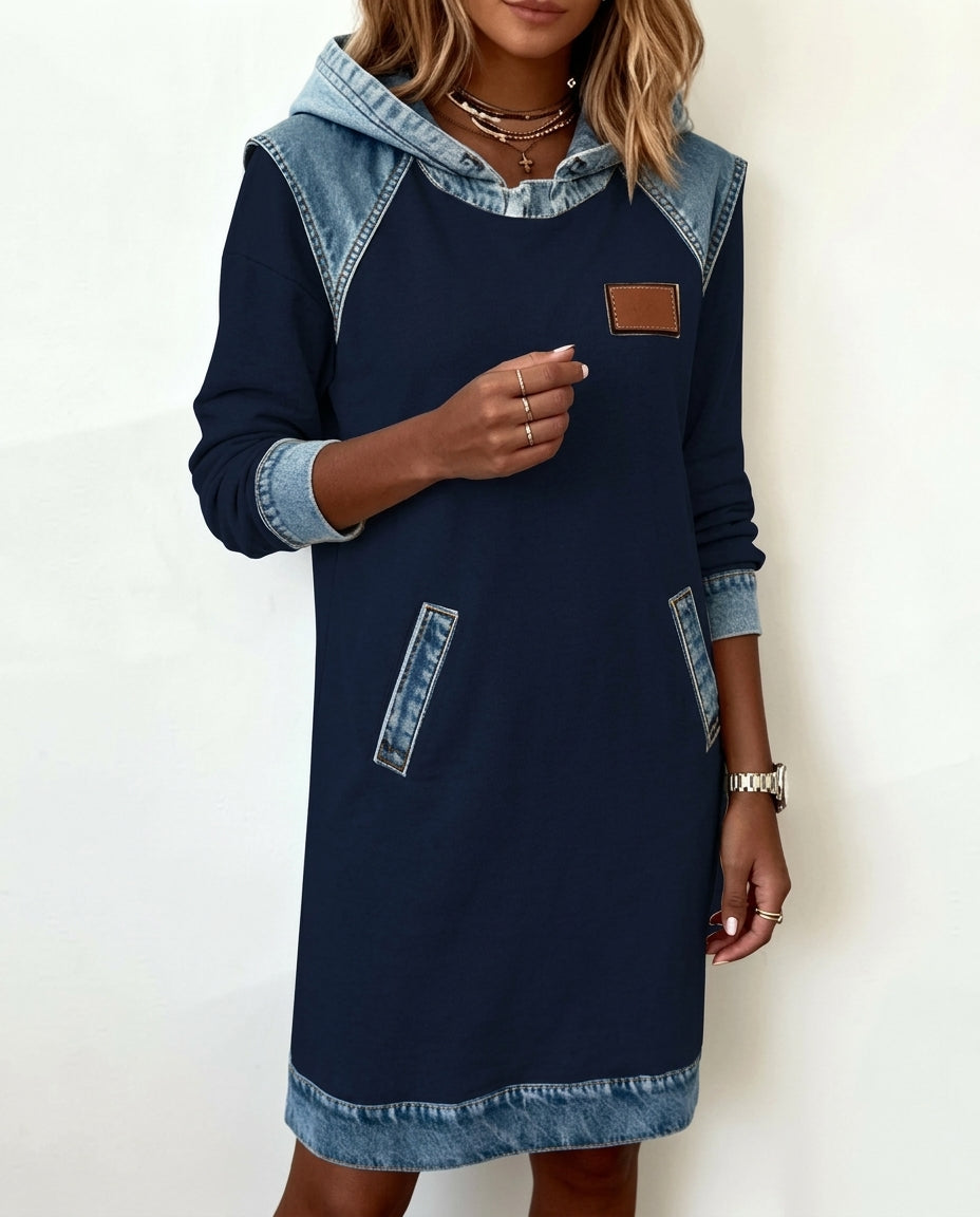 Waverly Women's Colorblock Hooded Sweatshirt Dress