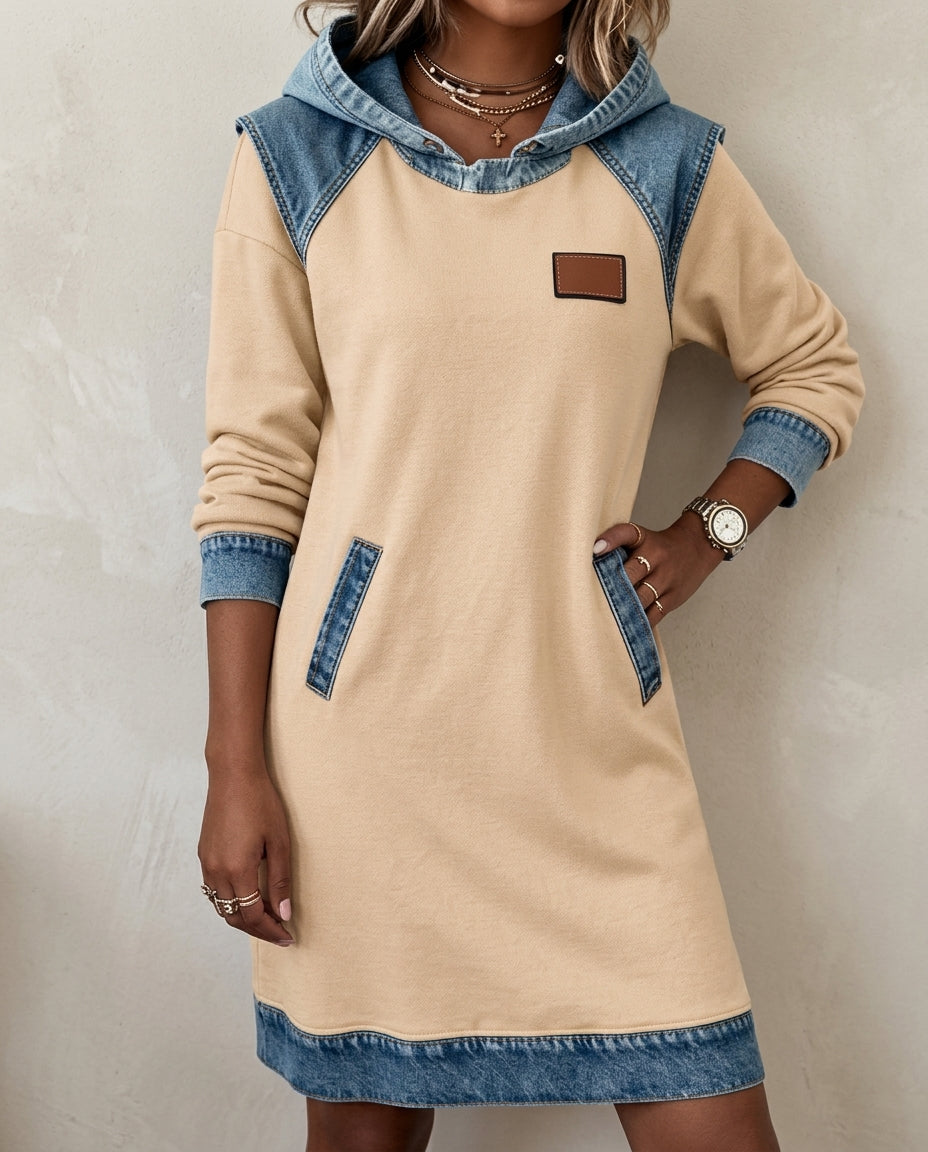 Waverly Women's Colorblock Hooded Sweatshirt Dress