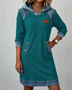 Waverly Women's Colorblock Hooded Sweatshirt Dress