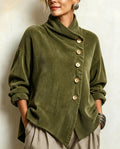 Sutton Women's Corduroy Asymmetric Turtleneck Shacket