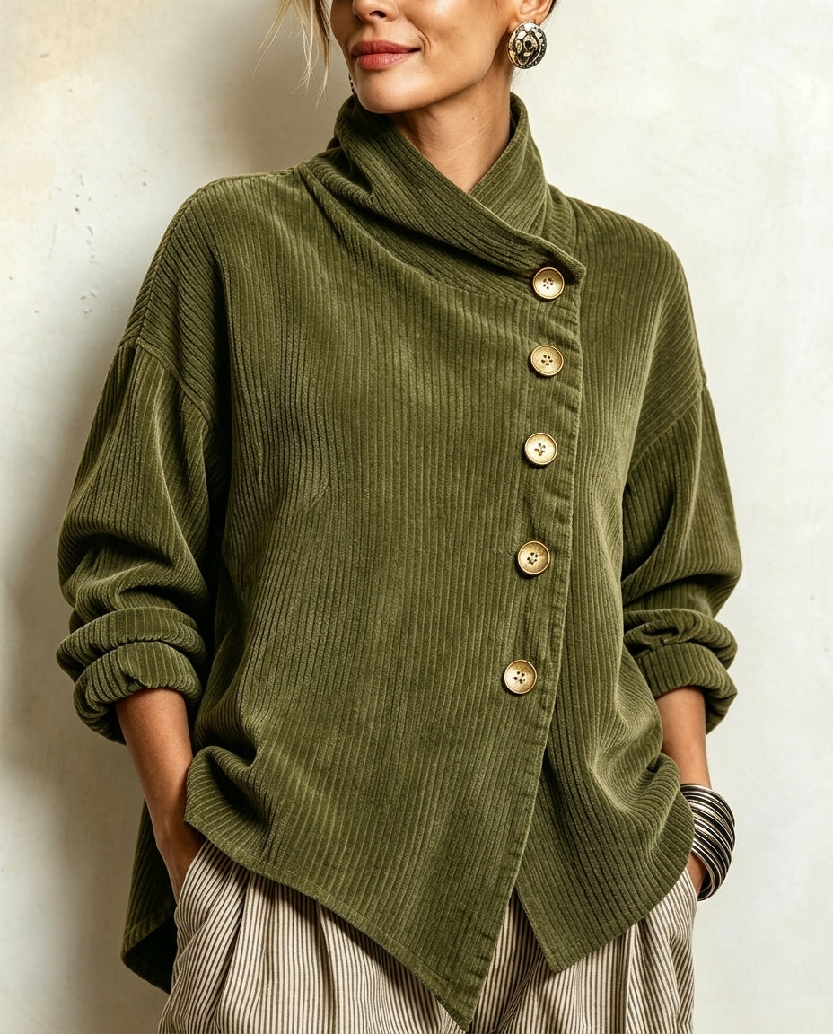Sutton Women's Corduroy Asymmetric Turtleneck Shacket