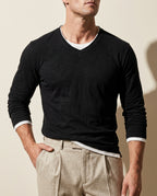 Harrison Men's Cotton Long Sleeve V Neck Shirt