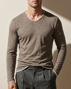 Harrison Men's Cotton Long Sleeve V Neck Shirt