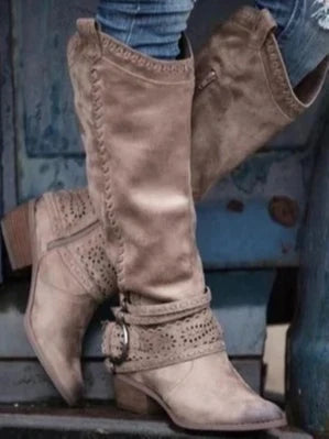 Edith Women's Leather Knee High Cowboy Boots