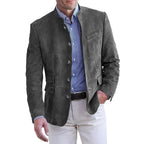 Percival Tailored Classic Suede Stand Collar Blazer
