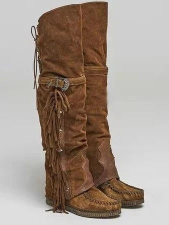 Faith Women's Suede Fringe Western Cowboy Boots