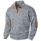 Ted Men's Casual Patched Elbow Quarter-Button Sweater