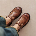 Amara Women's Leather Mary Jane Brogue Flats