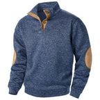 Ted Men's Casual Patched Elbow Quarter-Button Sweater