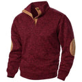 Ted Men's Casual Patched Elbow Quarter-Button Sweater